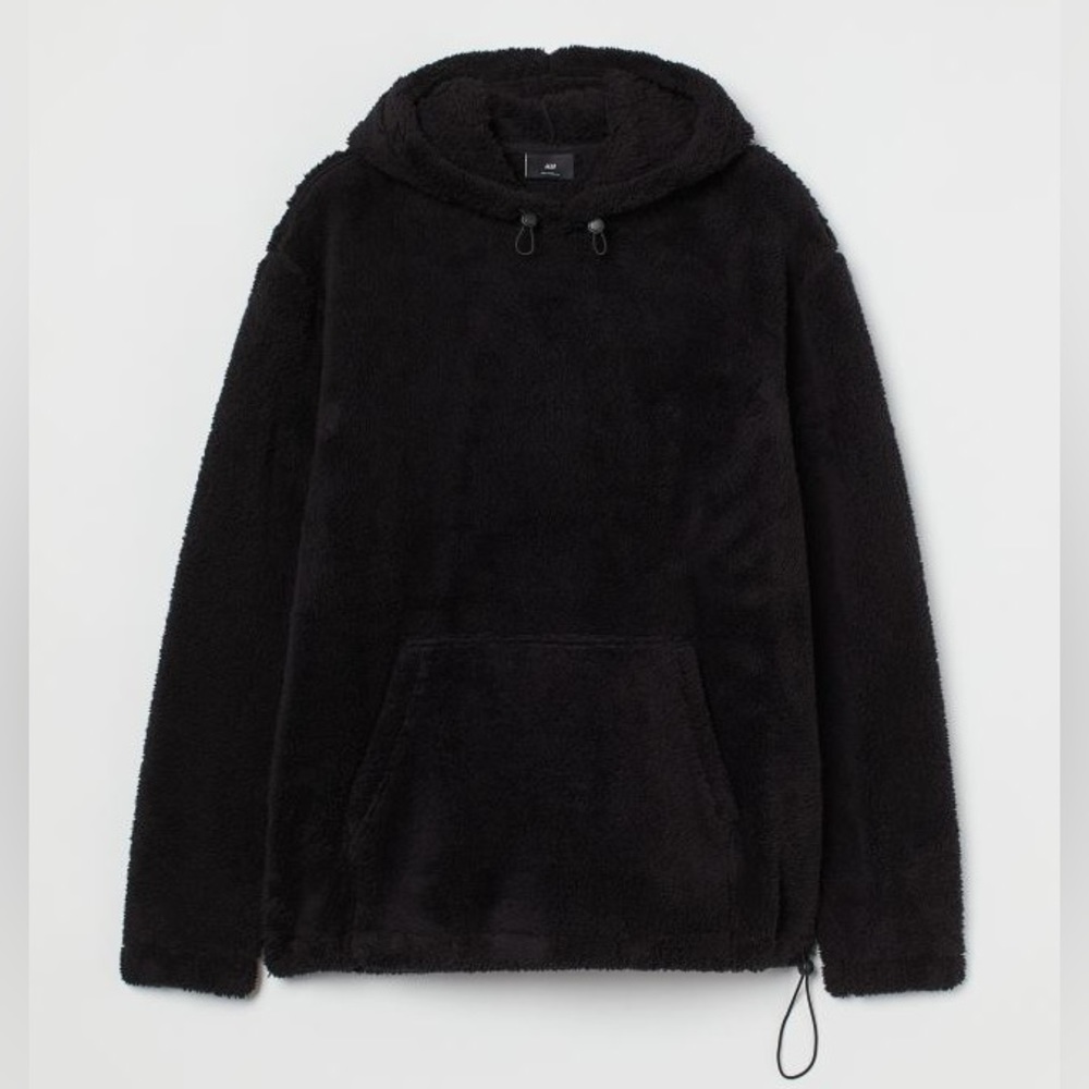 NEW NWT H&M HM men’s relaxed fit pile hoodie sherpa hooded sweatshirt sweater
